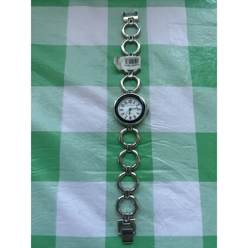 Swisse Ralph White Dial Black Bezel Silver Tone Women’s Quartz Watch